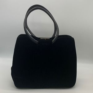 Vintage Ingber Black Velvet Bag Purse with Gold Tone Accents